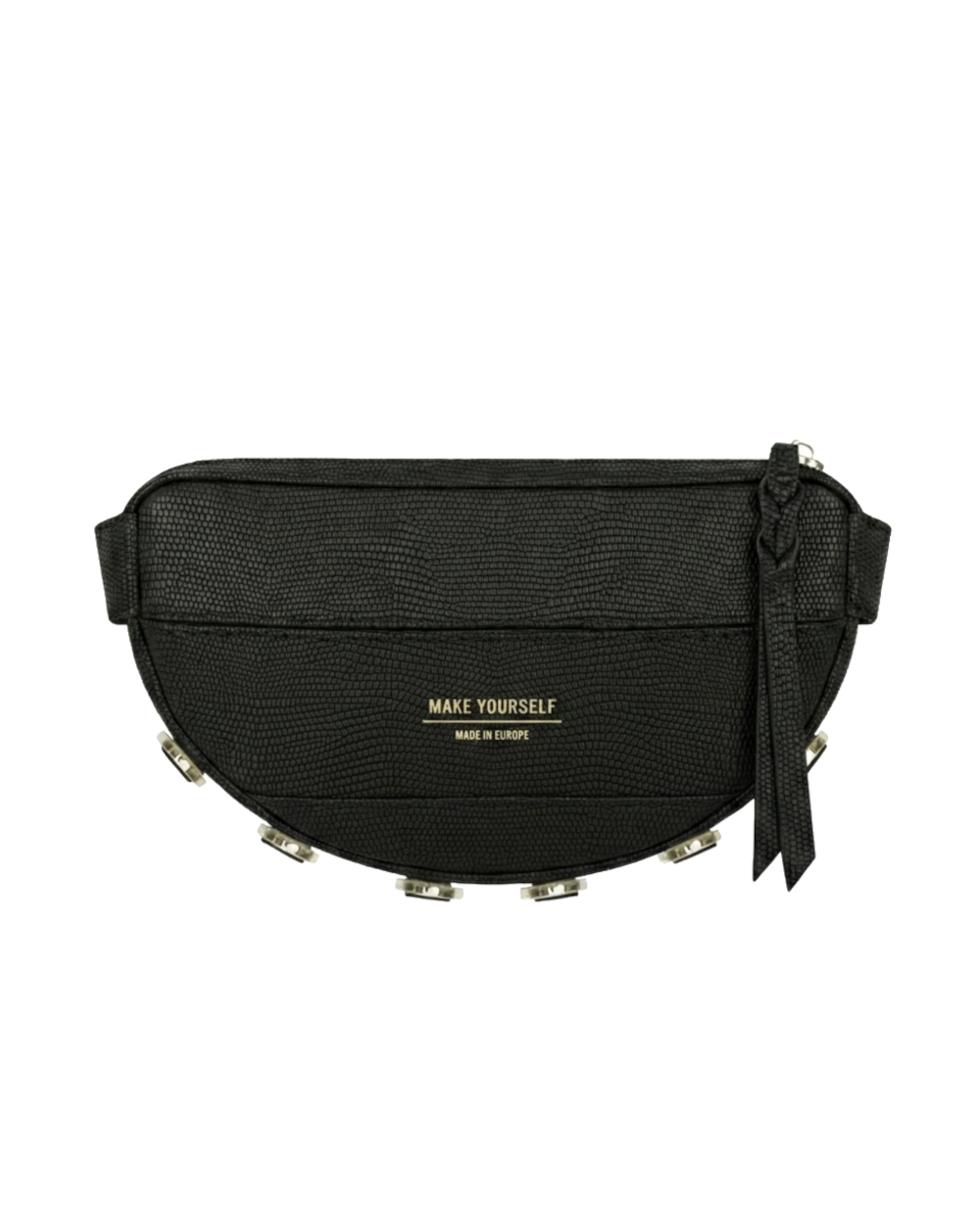 Skórzana torebka półksiężyc LUNA S Rich Black Lizard