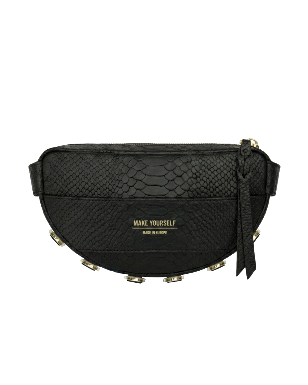 Skórzana torebka półksiężyc LUNA S Rich Black Python