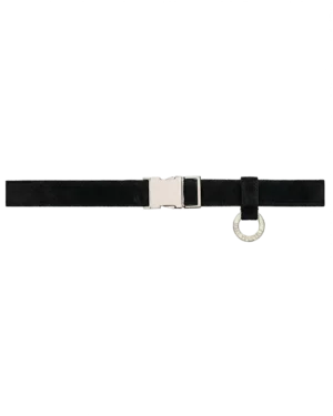 Szeroki zamszowy pasek do spodni ze złotą klamrą