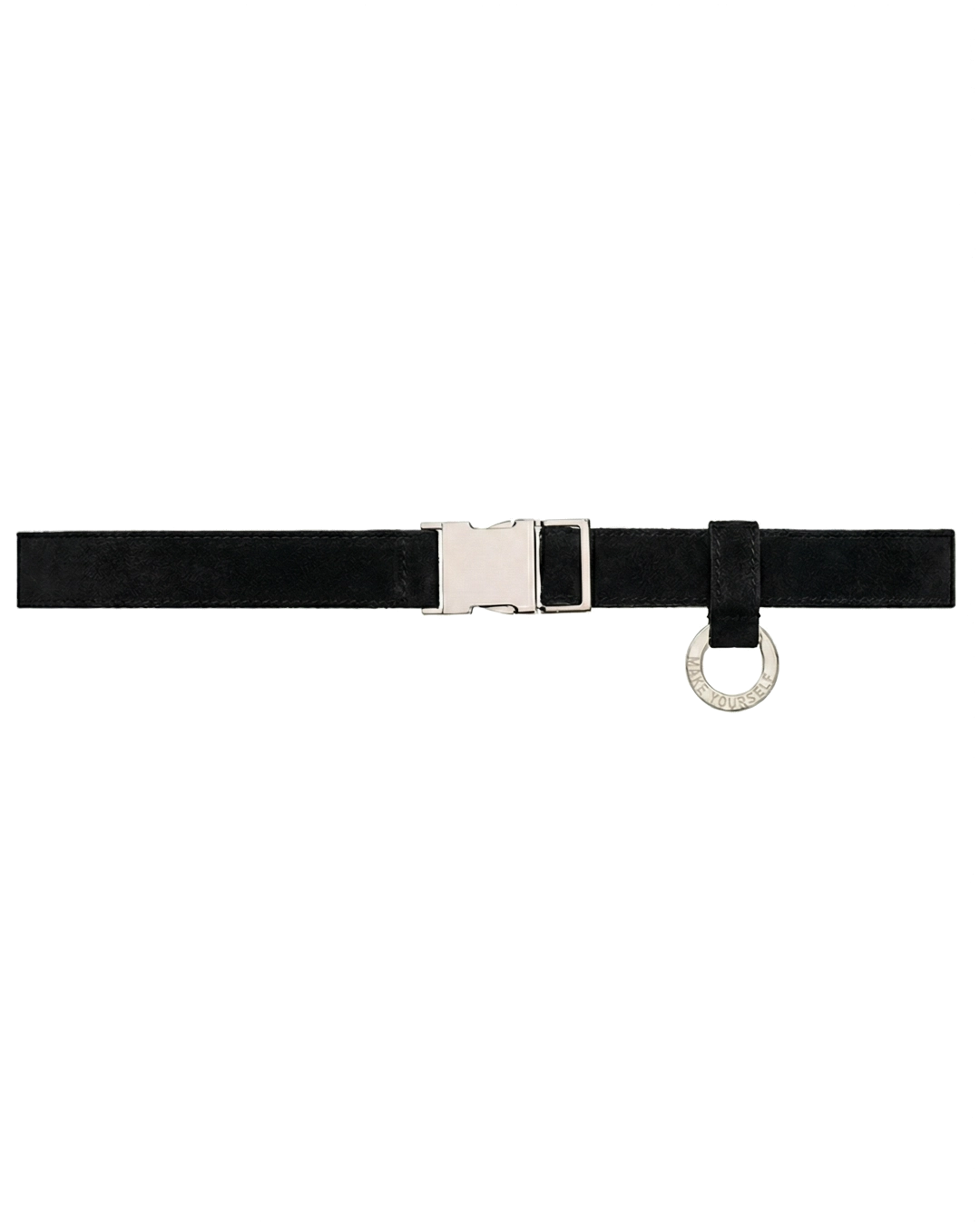 Szeroki zamszowy pasek do spodni ze złotą klamrą