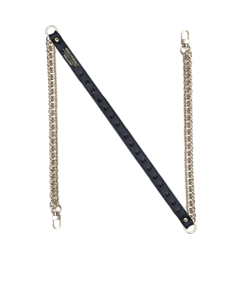 Pasek łańcuszek do torebki THIN II Curb Black Pyramid