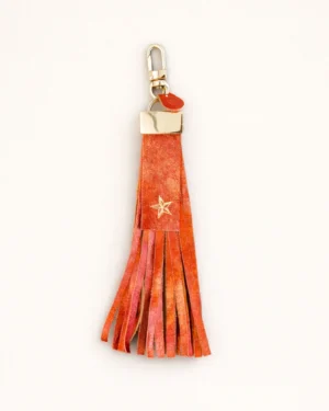 Frędzel skórzany do torebki STARS Orange Mirror