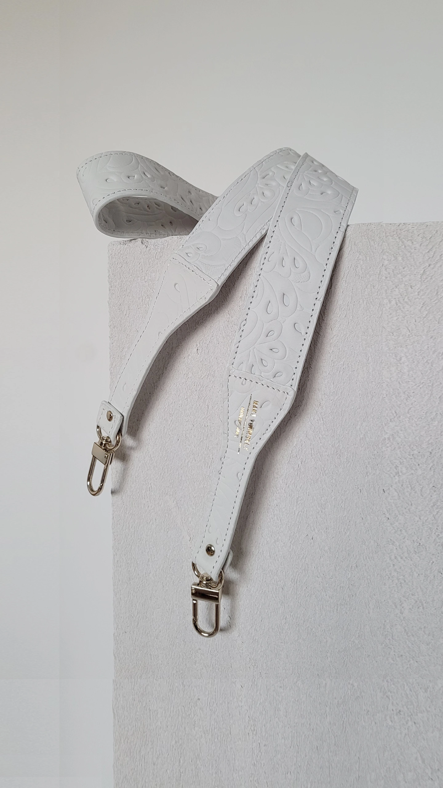Długi pasek do torebki SLIM Flores White