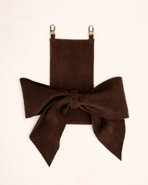 Klapa zamszowa do torebki BOW Choco