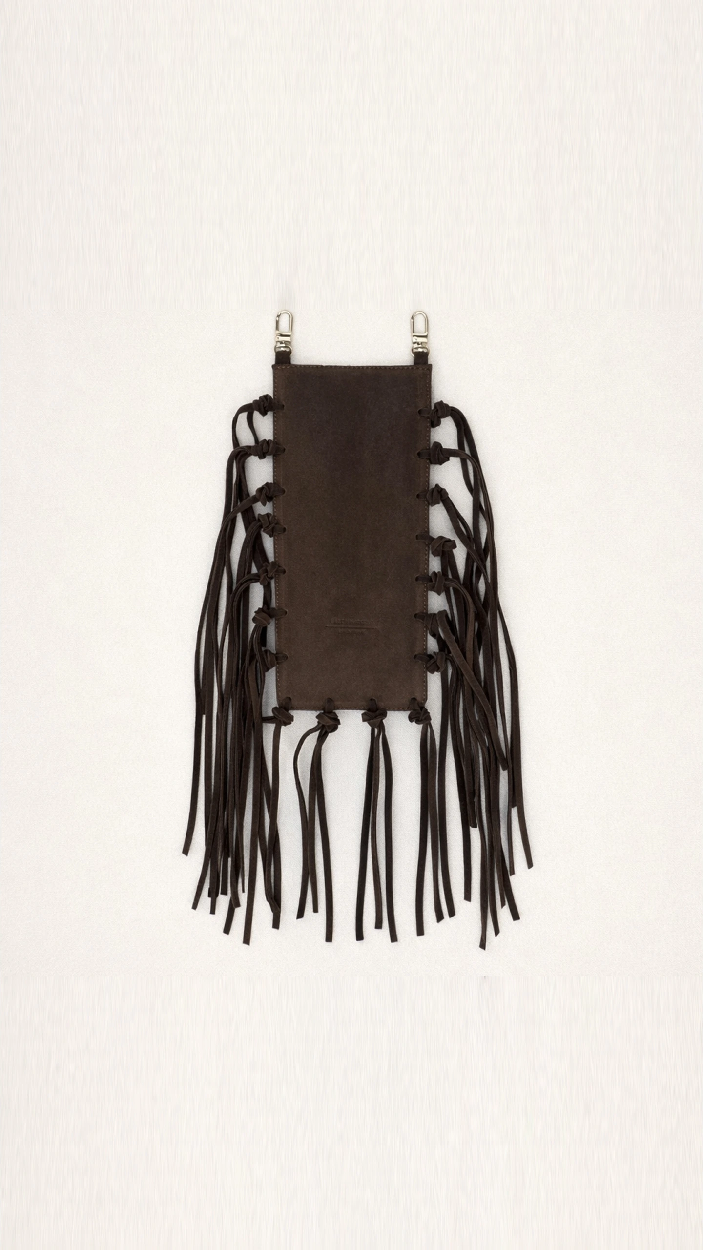 Klapa zamszowa do torebki RECTANGULAR FRINGES Choco