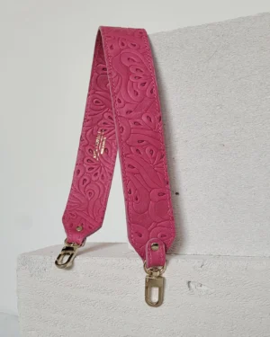Krótki pasek do torebki WIDE Flores Hot Pink