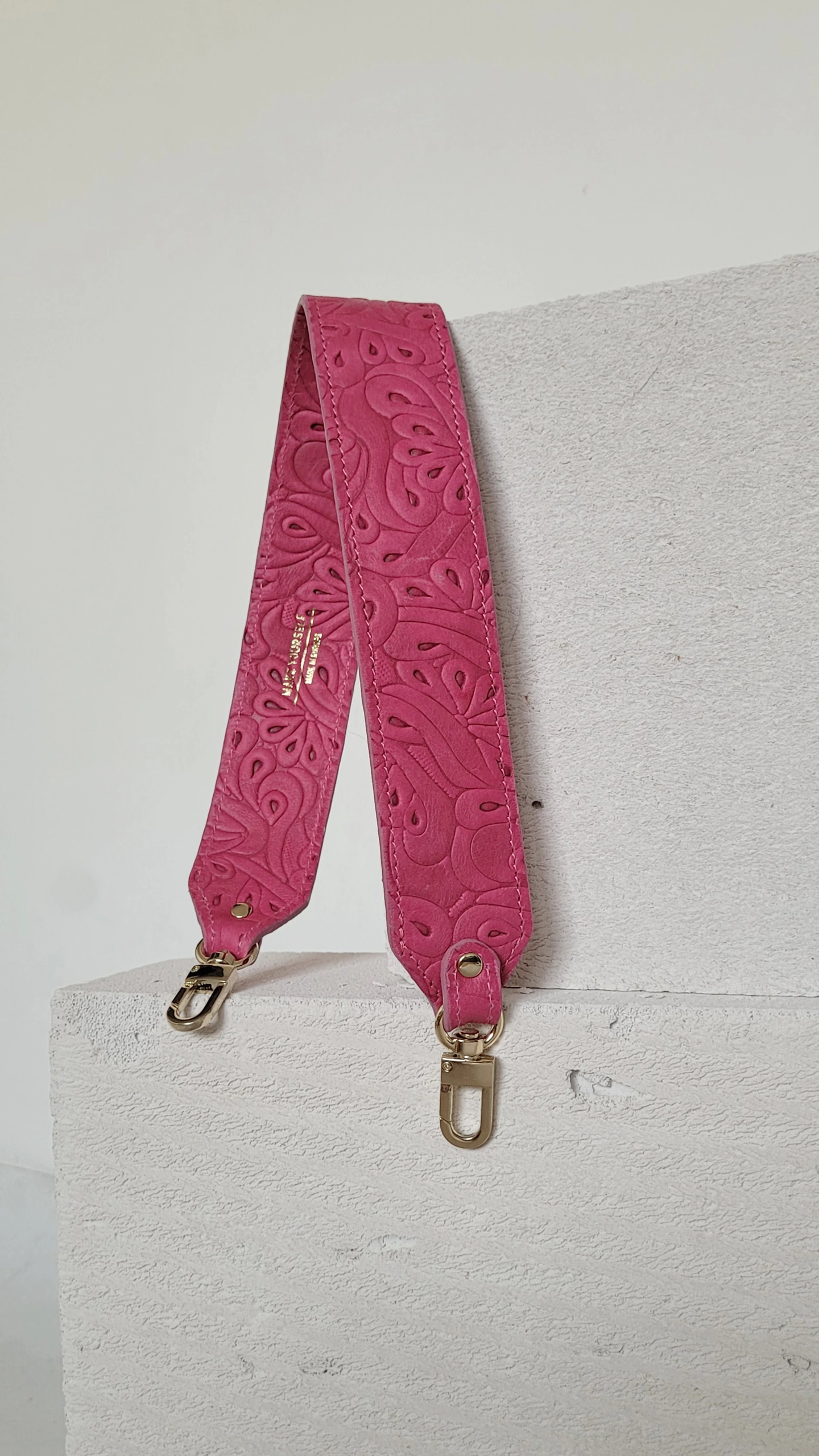 Krótki pasek do torebki WIDE Flores Hot Pink