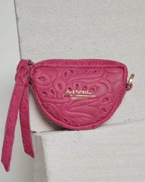 Skórzana torebka modułowa LUNA XS Flores Hot Pink