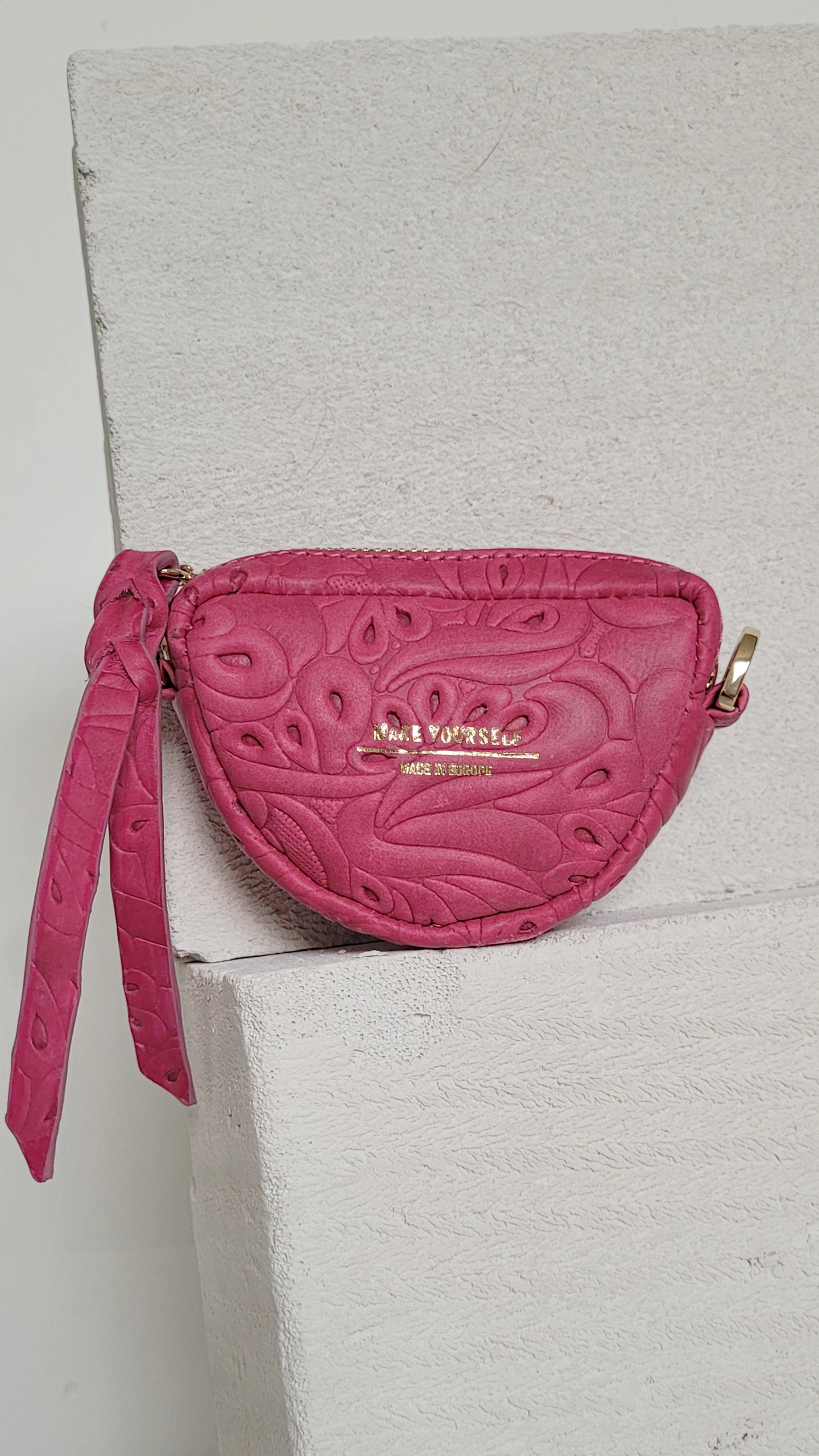 Skórzana torebka modułowa LUNA XS Flores Hot Pink