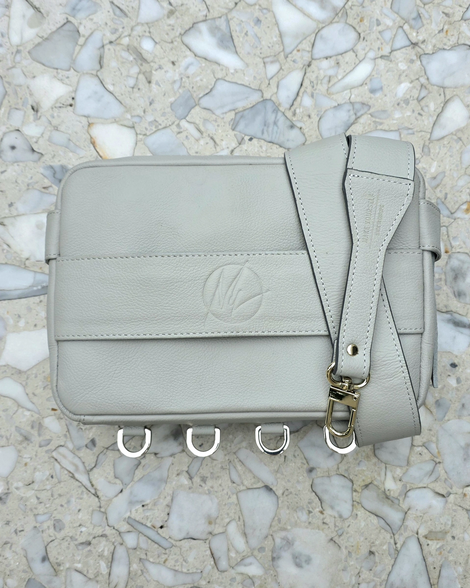 Skórzana listonoszka Cube Stone Gray strap