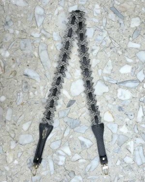Skórzany długi pasek do torebki Triangle Gray Snake