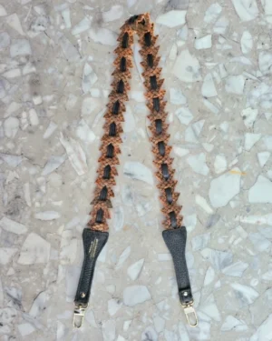 Skórzany długi pasek do torebki Triangle Orange Snake