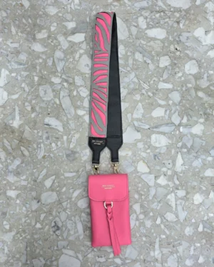 Skórzana torebka na telefon SACHETE Fiery Rose z paskiem ZEBRA